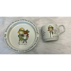 Vintage 1976 Joan Walsh Anglund A FRIEND Childs Bowl and Cup Set. Johnson Bros